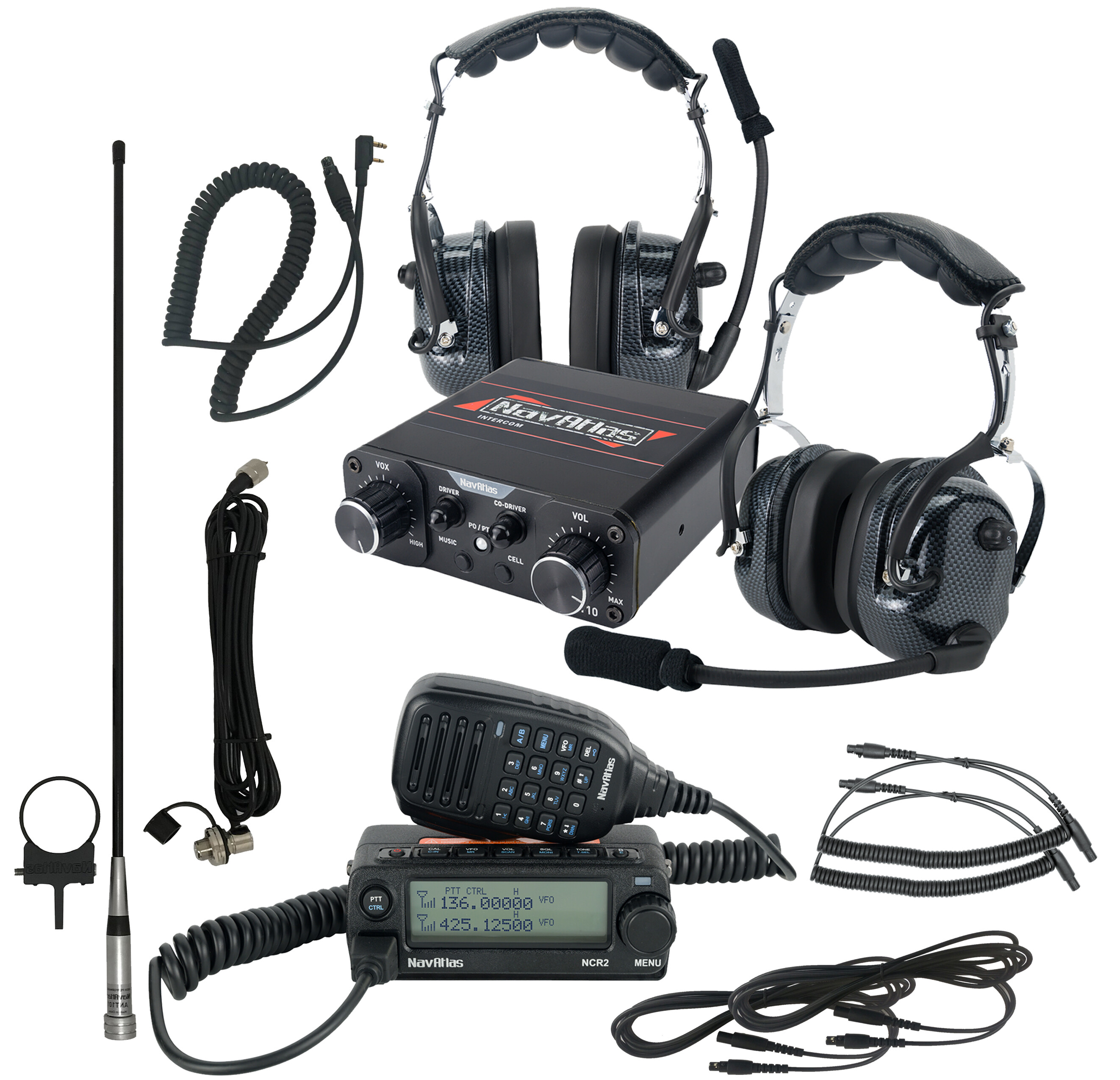 2 PERSON OVER HEAD HEADSET COMMUNICATION PACKAGE