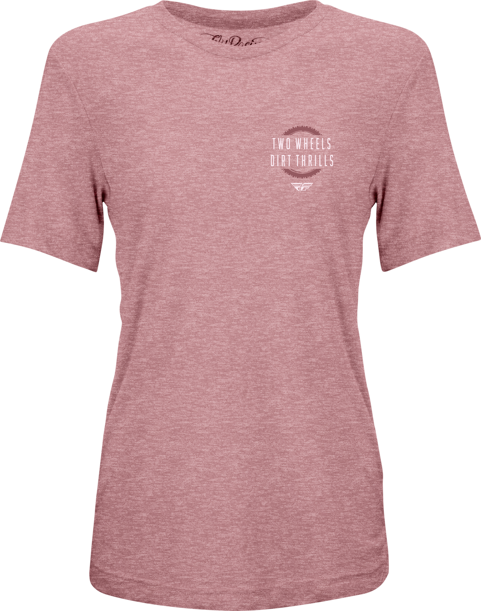 WOMEN'S FLY TWO WHEELS TEE MAUVE HEATHER XL