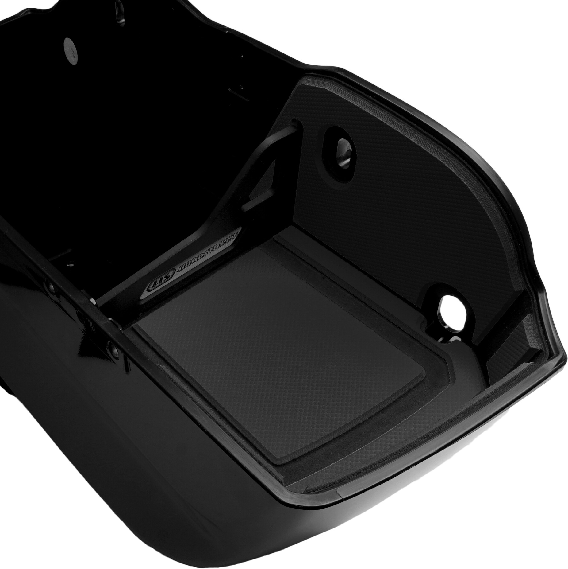 19-Up IND SADDLE BAG SHELF SET FLAT LID-SINGLE HINGE CHARCOAL