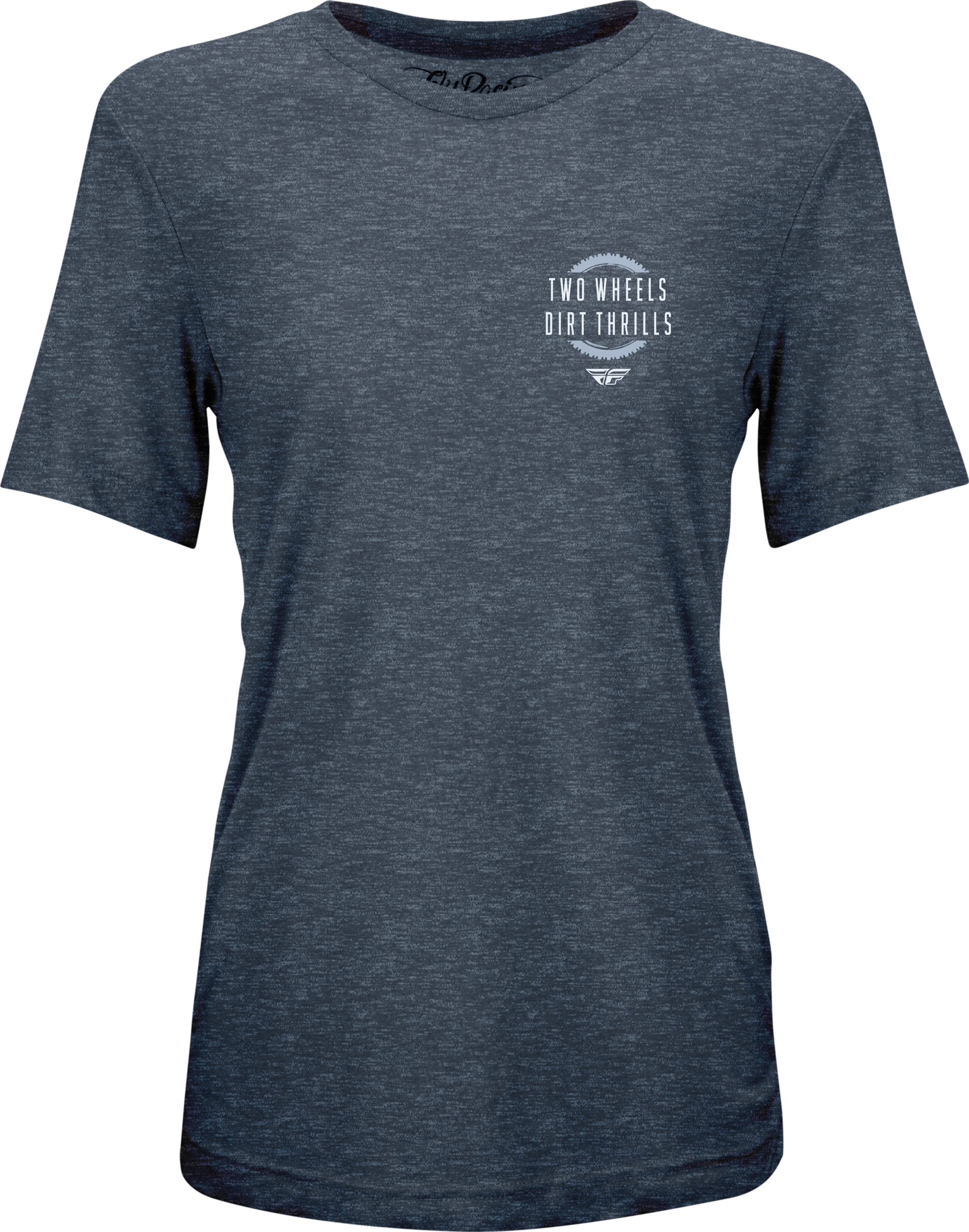 WOMEN'S FLY TWO WHEELS TEE NAVY HEATHER XL