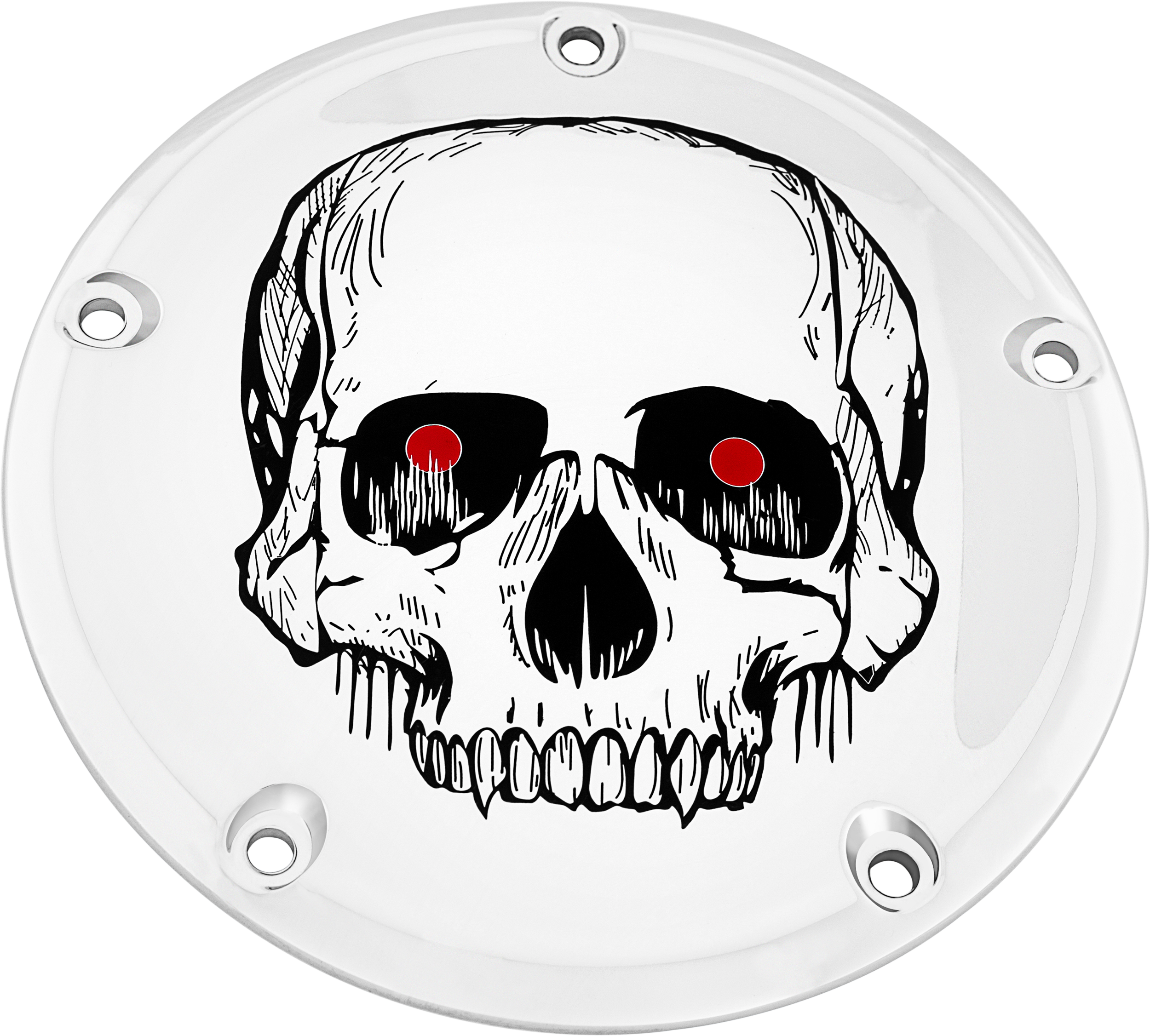7 M8 FLT/FLH DERBY COVER SKULL CHROME