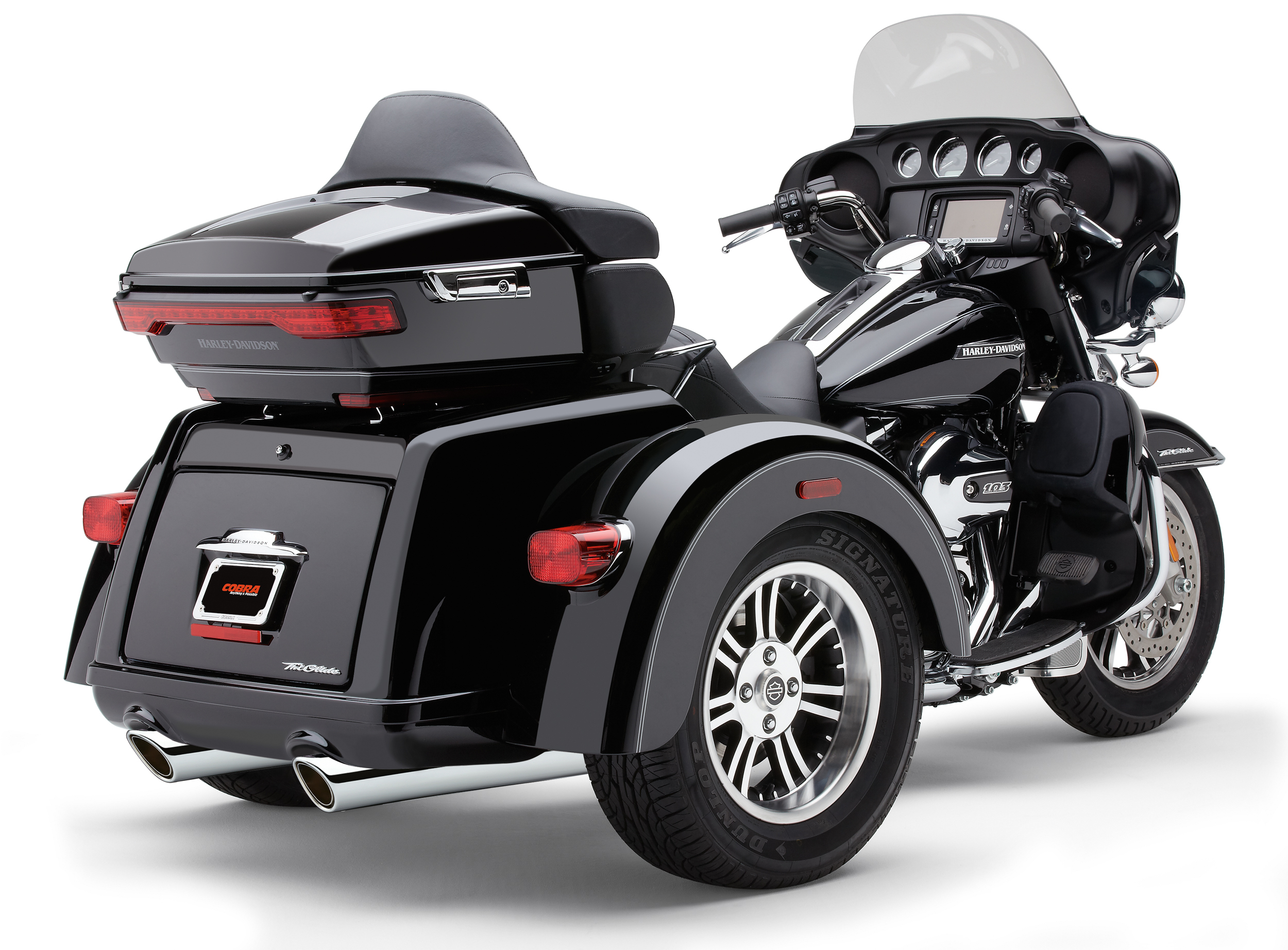 COBRA 909-TWINS 4" SLIP-ONS CHROME TRI-GLIDE 09-22 - View 1