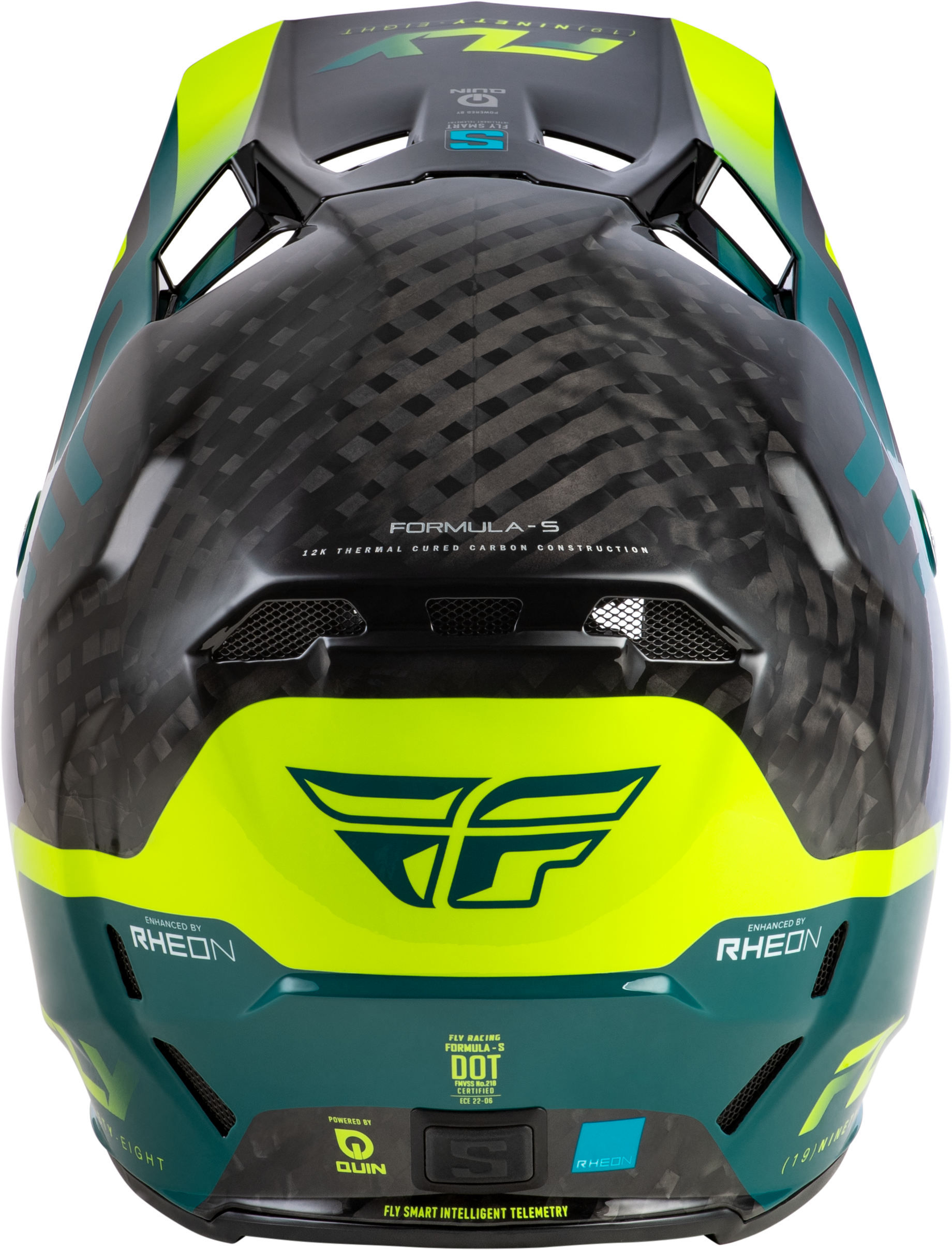 MPN 73-4453S FLY RACING Formula S Carbon Byte Helmet Black Carbon/Teal/Lime Sm