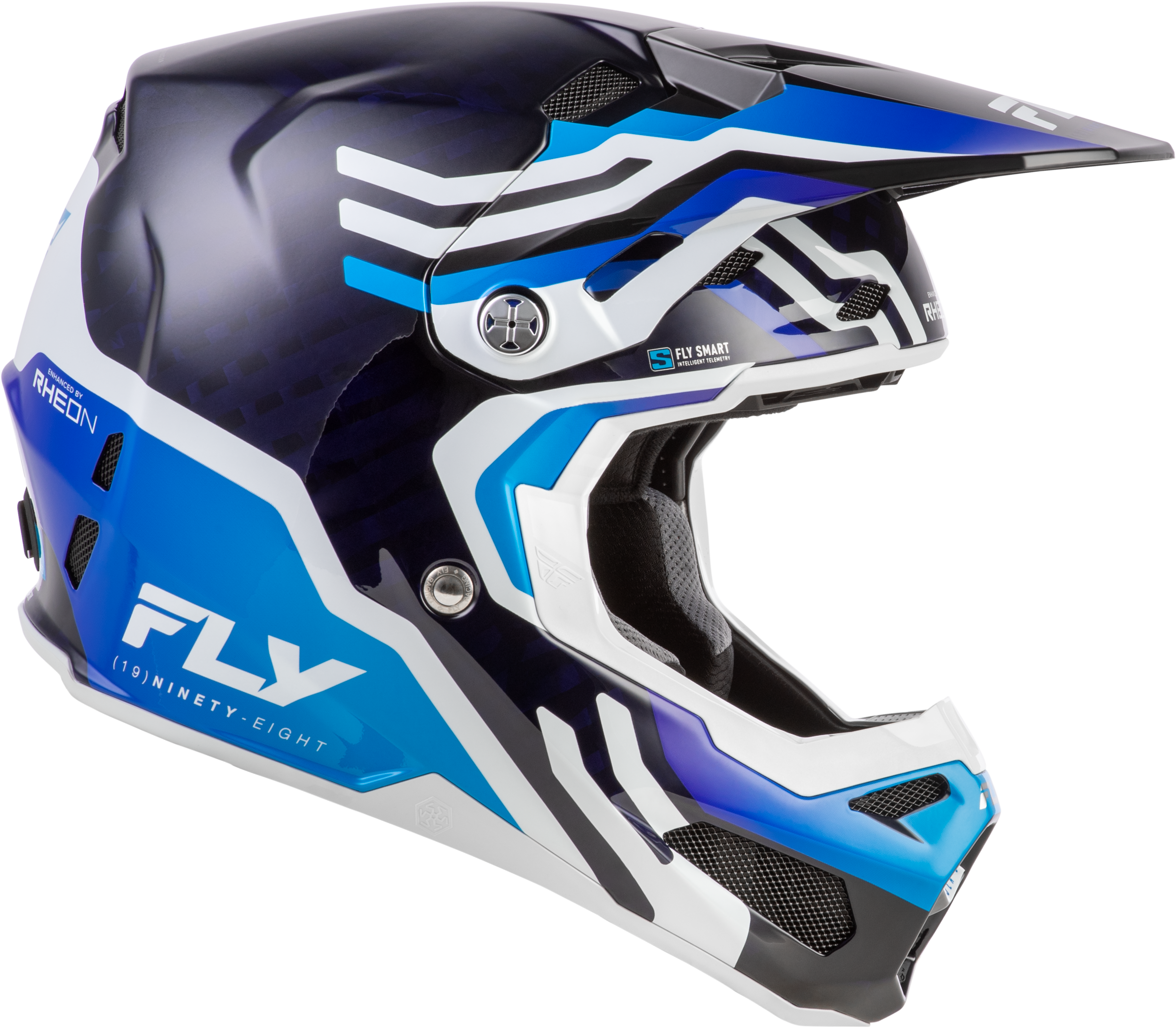 73-4452M FLY RACING Formula S Carbon Byte Helmet Blue Carbon/White, MD/LG