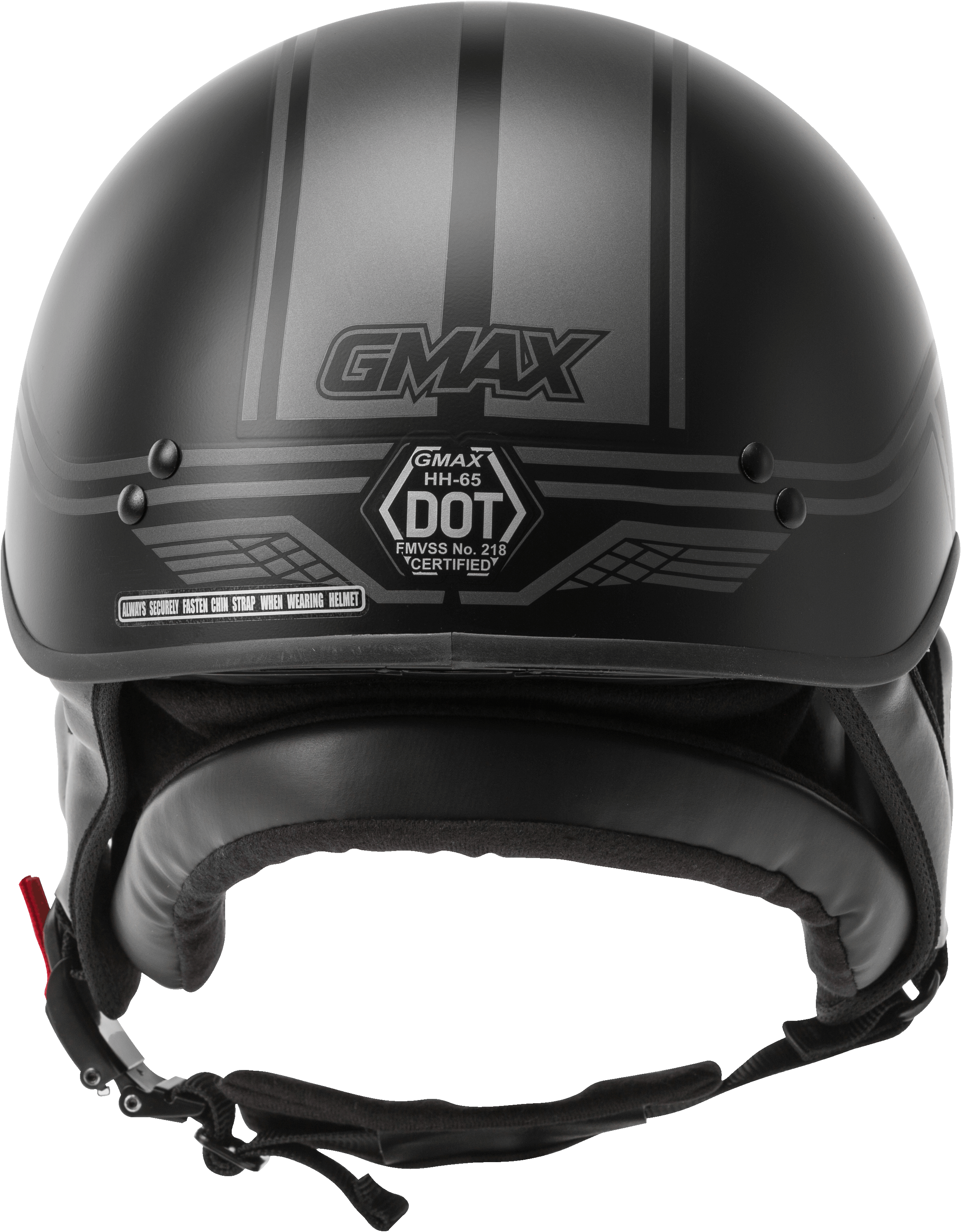 GMAX HH-65 Full Dressed Motorcycle Street Half Helemet (Matte Black/Silver,