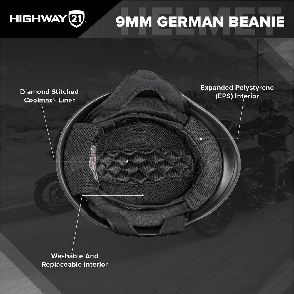 9MM GERMAN BEANIE HELMET MATTE BLACK 5X