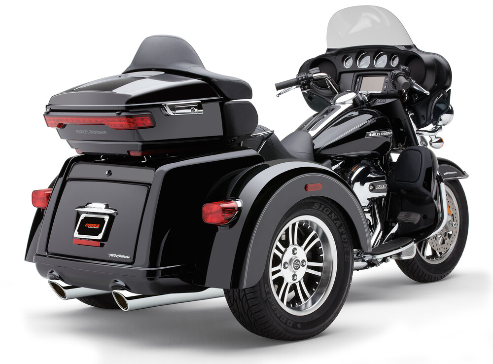 COBRA 909-TWINS 4" SLIP-ONS CHROME TRI-GLIDE 09-22