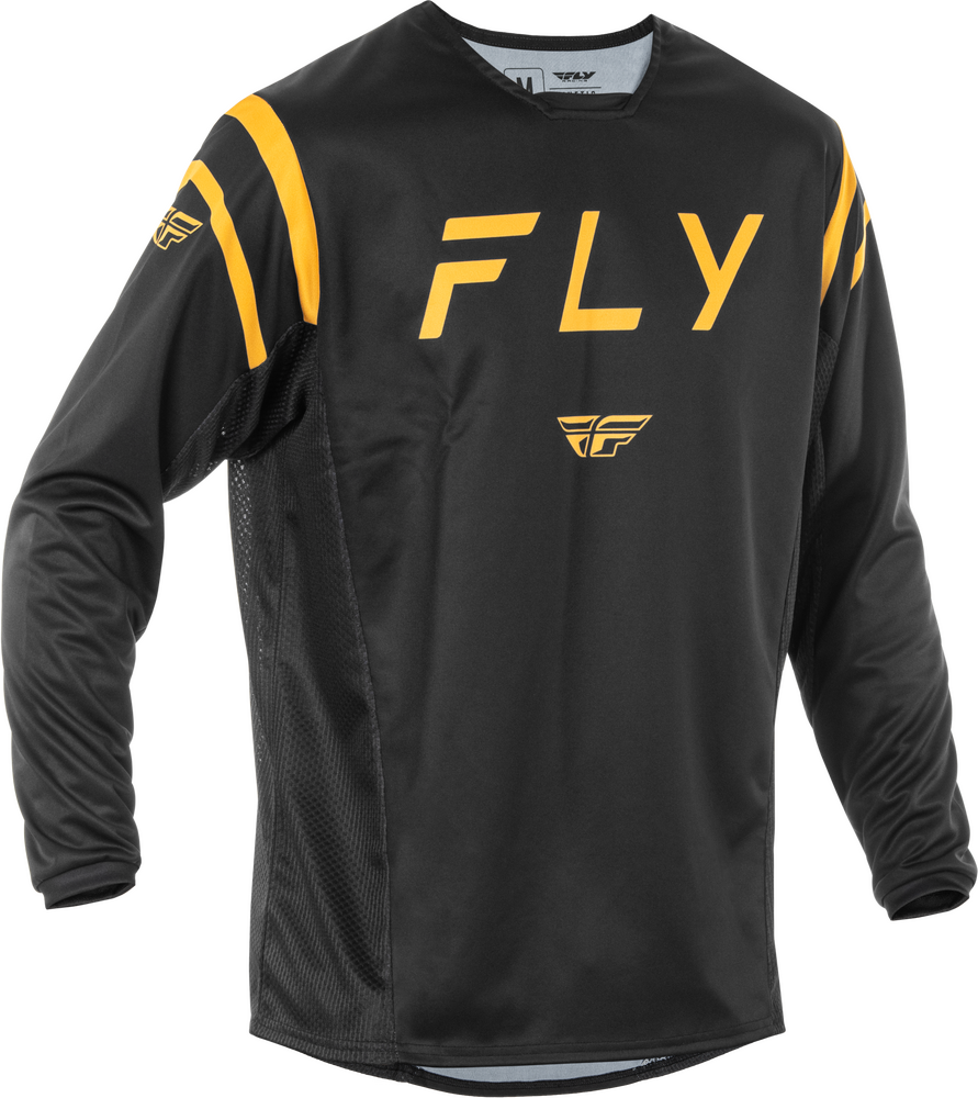 Fly Racing Kinetic Center Jersey — Black/Gold