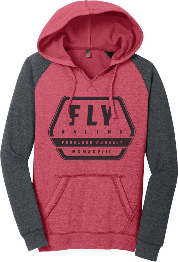WOMEN'S FLY TRACK HOODIE RED HEATHER/CHARCOAL MD