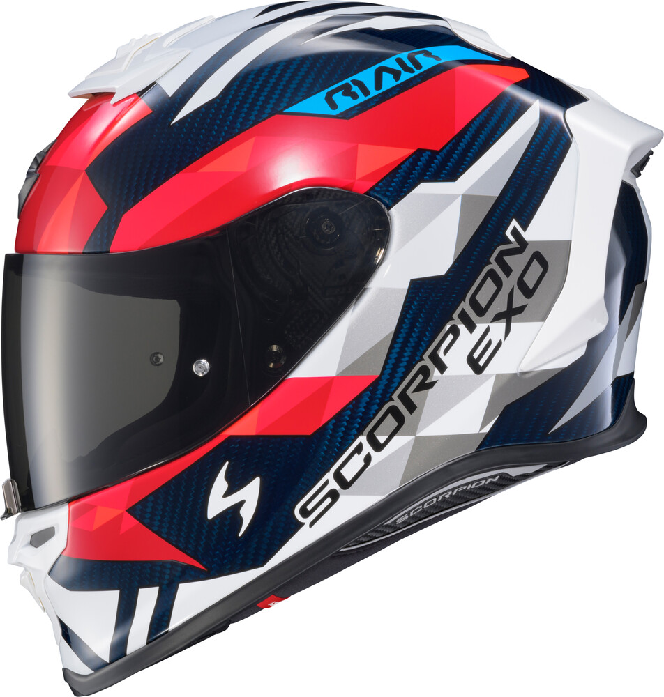 Scorpion EXO EXO-R1 Air Full Face Helmet Carbon Rastor Red/Wht/Blue 2x