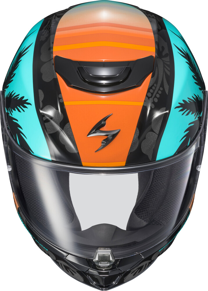 SCORPION EXO EXO-R330 FULL-FACE HELMET TUBBS LIGHT BLUE/ORANGE SM