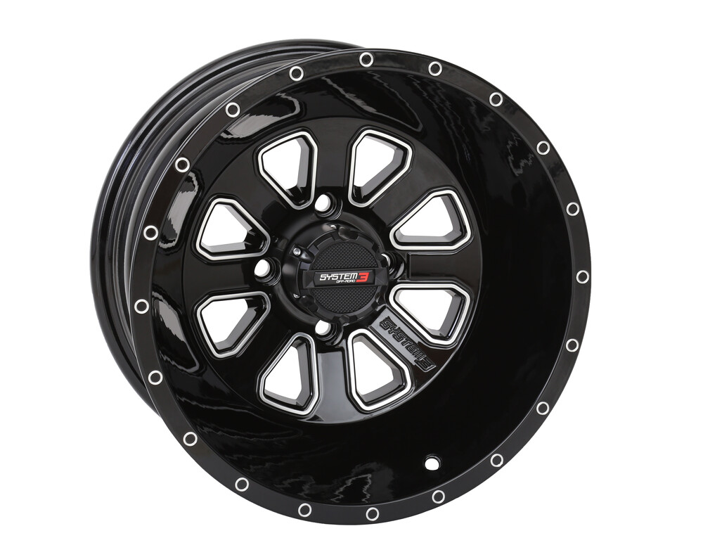 SYSTEM 3 ST4 WHEEL 14X7 2+5 (-47MM) 4/110 GLOSS BLACK/MACHINED