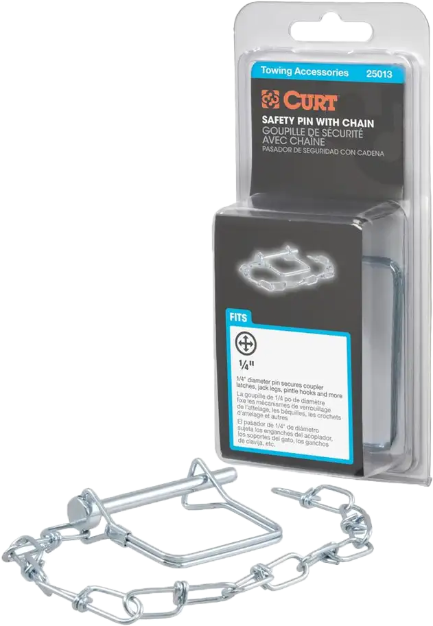 Curt 1/4" Safety Pin With 12" Chain 2-3/4" Pin Length