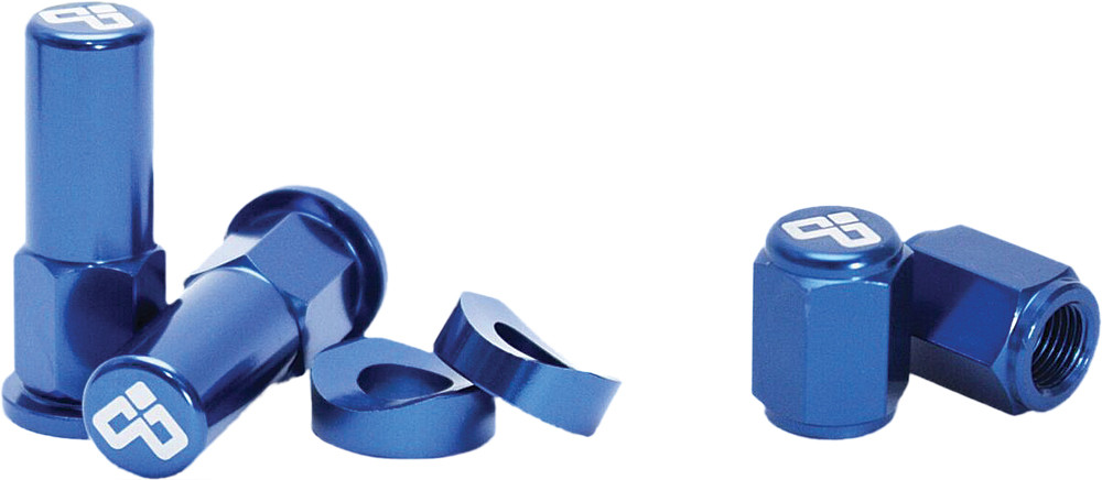 DUBYA RIM LOCK NUT & VALVE CAP KIT BLUE
