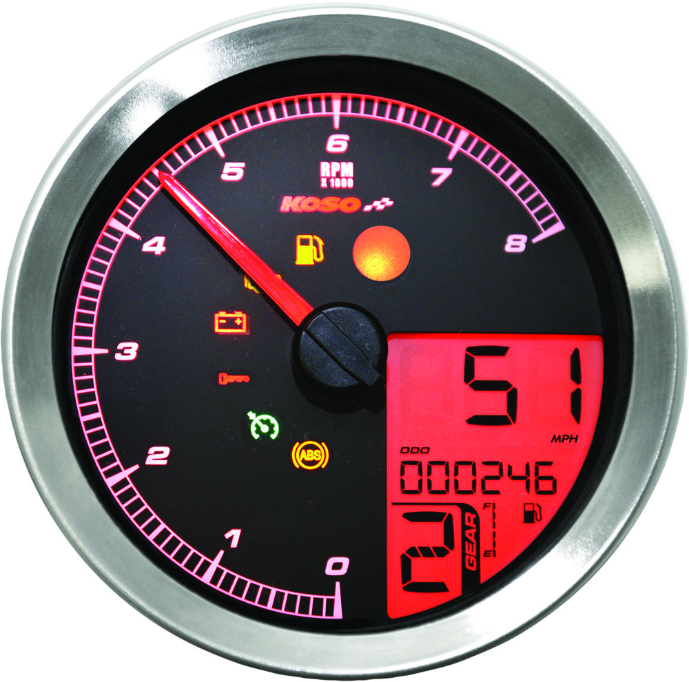 KOSO SPEEDO / TACH SIL BEZEL LCD COLOR CHANGE DISPLAY
