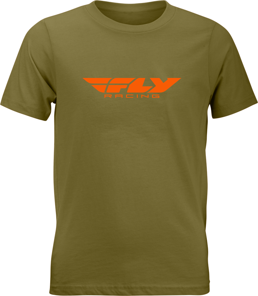 Fly Racing Youth Corporate Tee — Olive/Orange