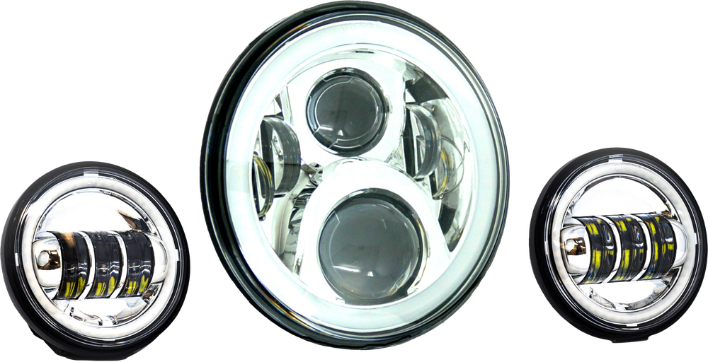LETRIC LIGHTING CO 7" LED HDLGT KIT CHR HALO W/ MNT ADAPTER