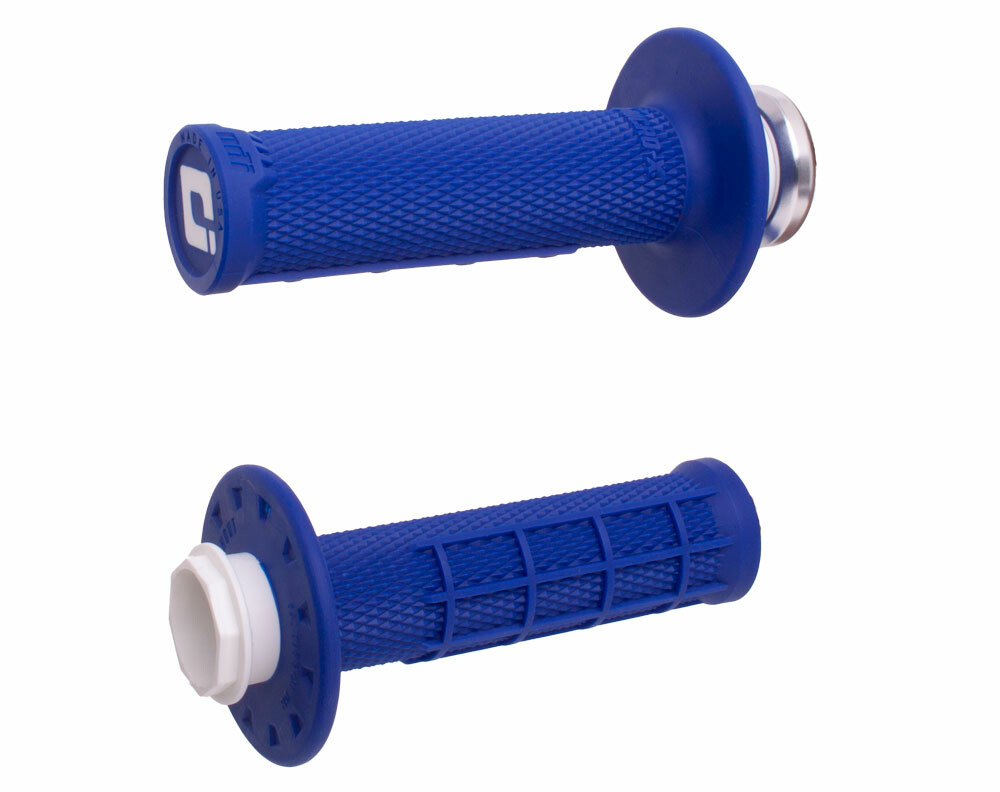 ODI MICRO-X LOCK-ON GRIPS HALF-WAFFLE BLUE/SILVER