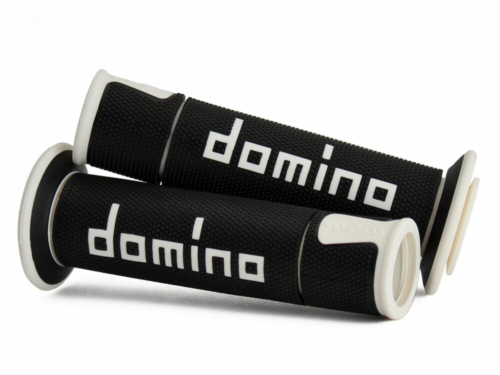 DOMINO RACING A450 ROAD RACING GRIPS BLACK/WHITE PAIR