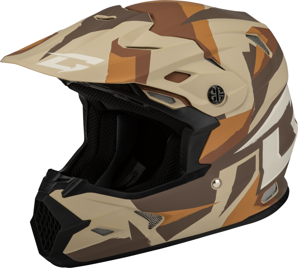 Gmax MX-96 Splinter Helmet — Matte Brown/Tan/White
