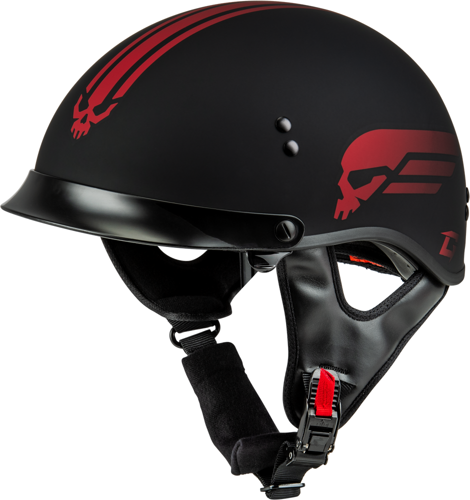 HH-65 RETRIBUTION HELMET W/PEAK MATTE BLACK/RED 2X
