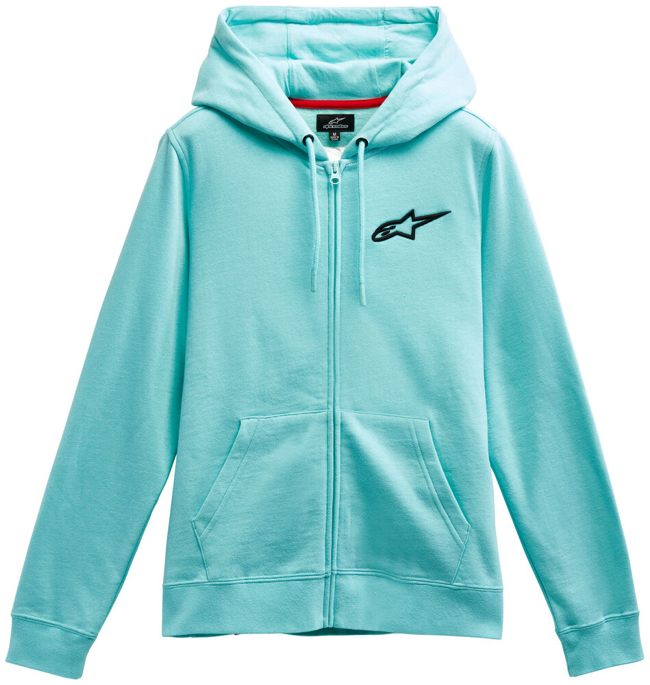 WOMENS AGELESS CHEST HOODIE LIGHT AQUA/BLACK SM