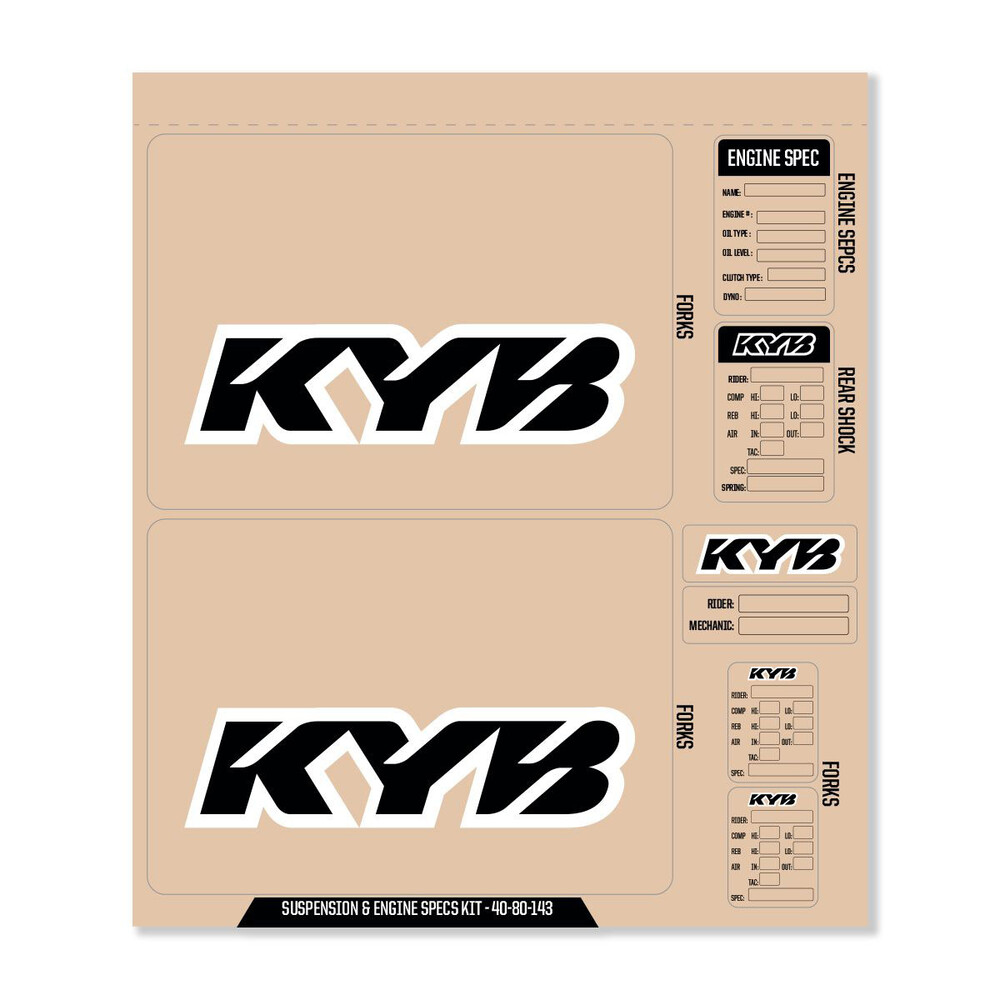 D-COR KYB DECAL KIT BLACK KYB FORK/SHOCK/ENG SPEC