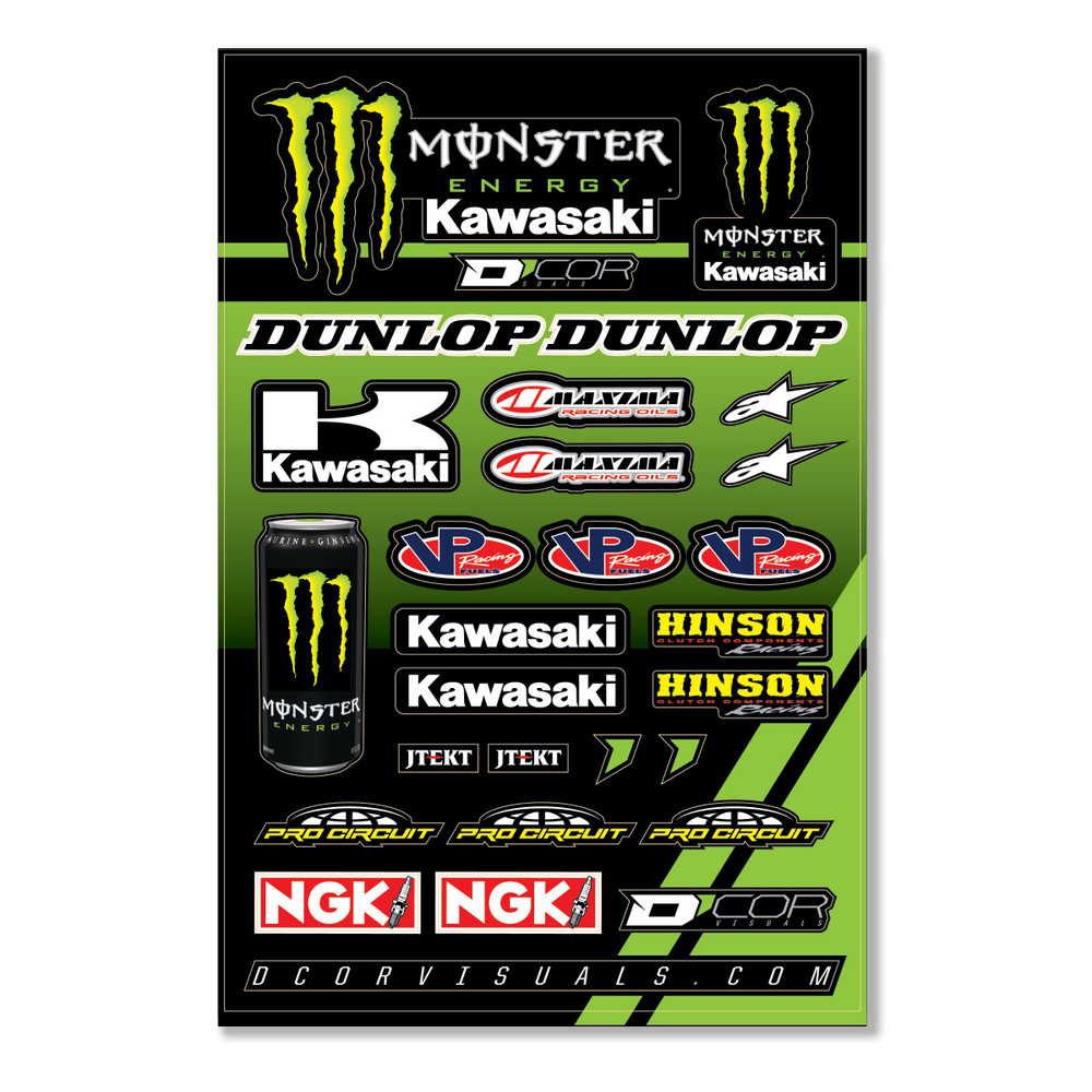 D-COR MONSTER KAW DECAL SHT12MIL MONSTER KAW RACING DECAL SHEET