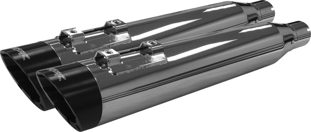 TBR COMP-S SLIP-ON M8 FLH/FLT CHROME W/SLASH BLACK ENDCAP