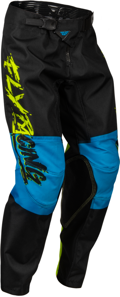 YOUTH KINETIC KHAOS PANTS HI-VIS/BLACK/CYAN SZ 20