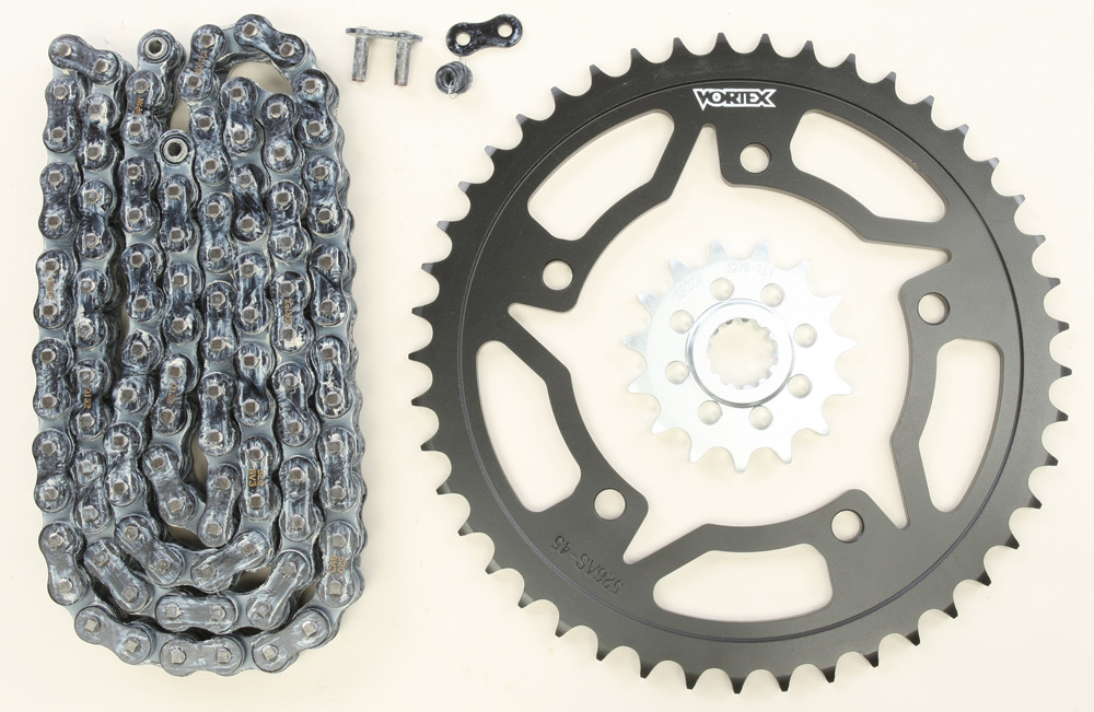 VORTEX SPROCKET/CHAIN KIT STL/STL 15/45T SIL SX3 520-114L BLK
