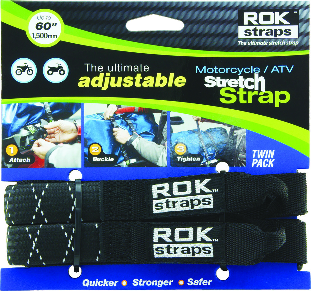 Rokstraps Motorcycle Strap Black/Reflective 18"X60"X1"