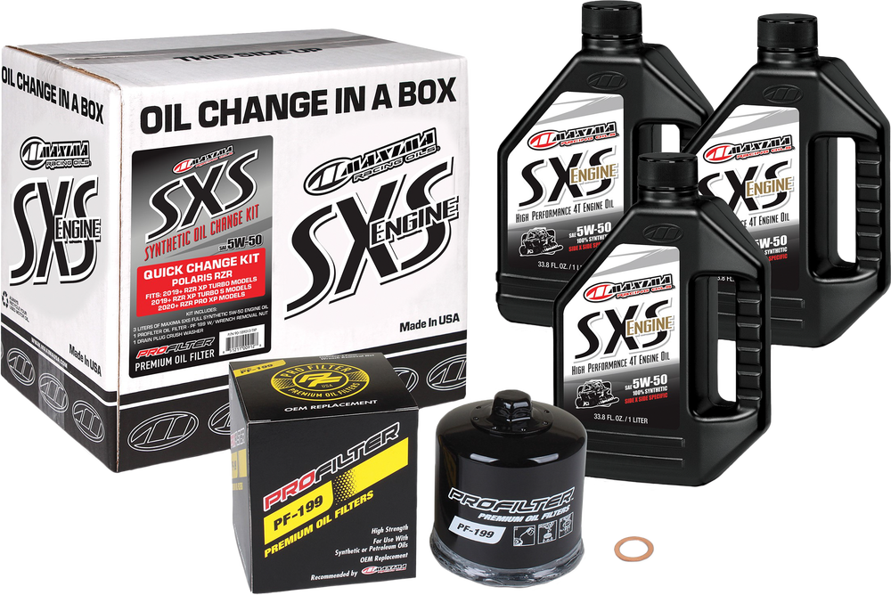 Maxima SxS Full Synthetic Quick Change Oil Kit Polaris RZR Pro XP / XP Turbo 2019-2021