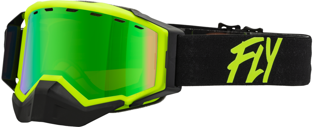 ZONE SNOW GOGGLE BLACK/HI-VIS W/ GREEN MIRROR/AMBER LENS
