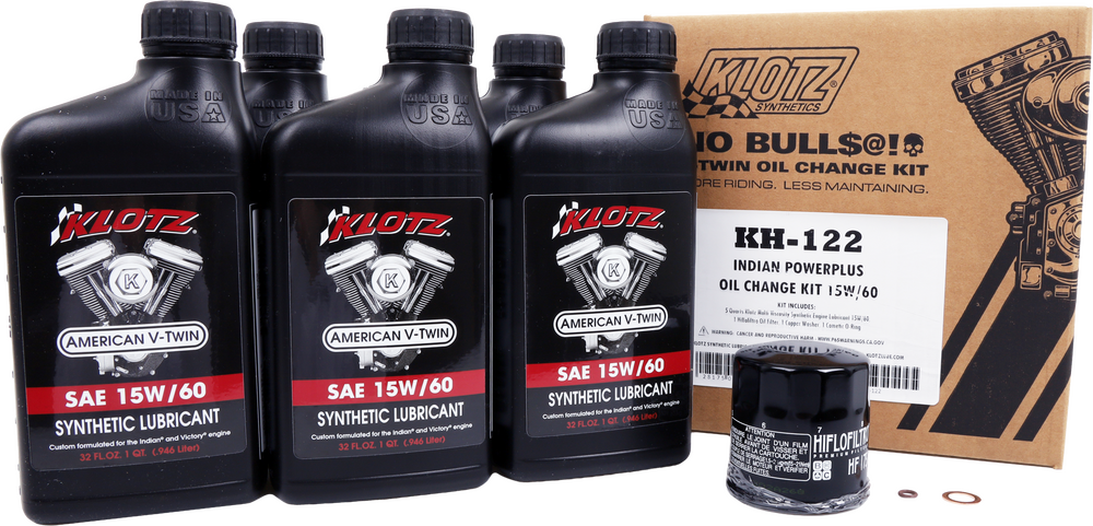Klotz Indian Powerplus 5qt Synthetic Oil Change Kit