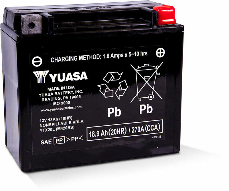YUASA BATTERY YTX20L SEALED FACTORY ACTIVATED