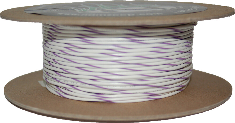 #18-GAUGE WHITE/VIOLET STRIPE 100' SPOOL OF PRIMARY WIRE