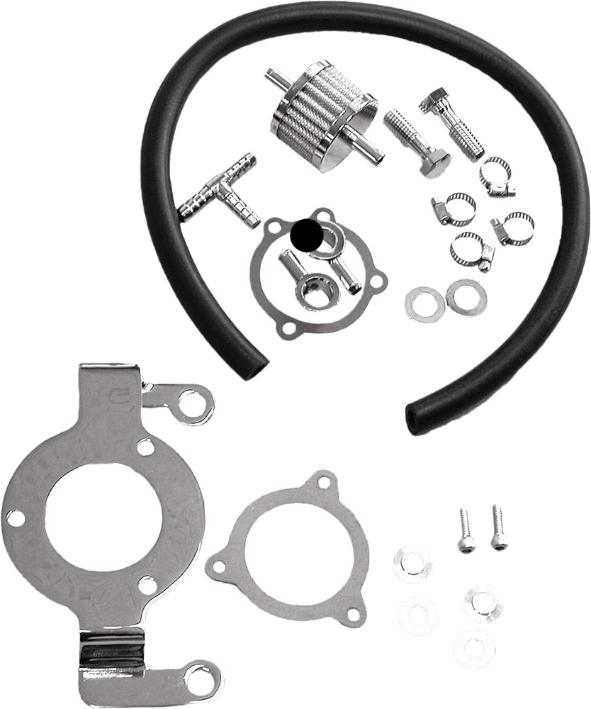 HARDDRIVE COMPLETE MNT KIT BREATHER HOSE CHROME TOURING 08-16