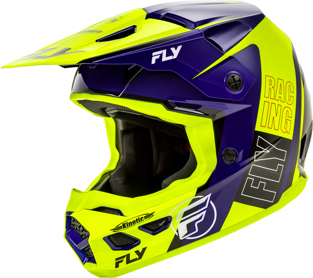 Fly Racing Kinetic Rally Helmet (2025) — Hi-Vis/Blue/Black
