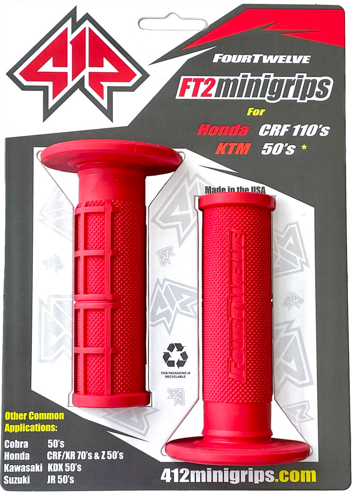FOUR TWELVE PEE WEE / PIT BIKE MINI GRIPS 7/8" (RED)