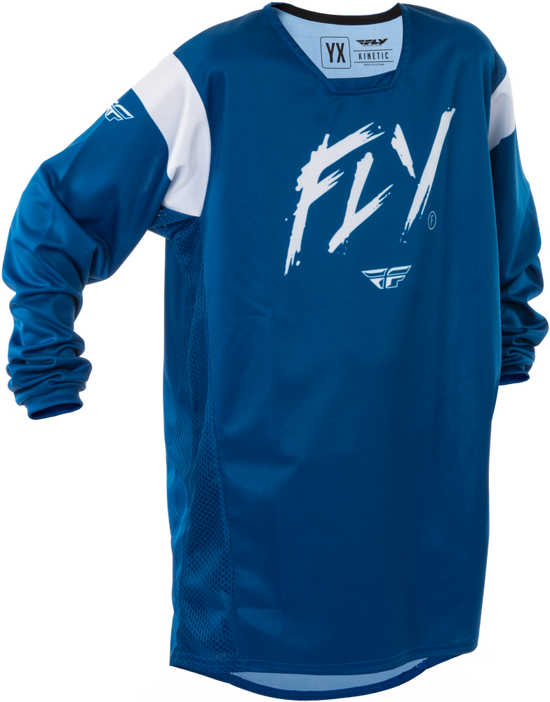 Fly Racing Youth Kinetic Stoke Jersey — Navy/White