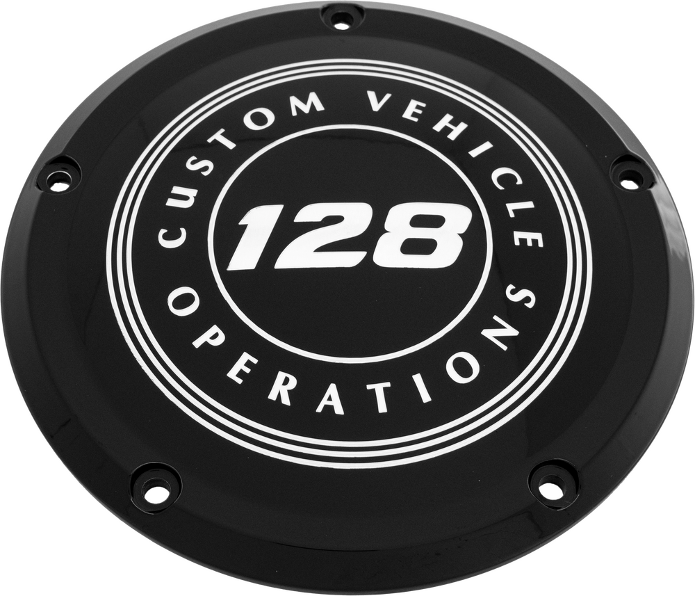 CUSTOM ENGRAVING 7   M8 FLT/FLH DERBY COVER 128 CVO BLACK
