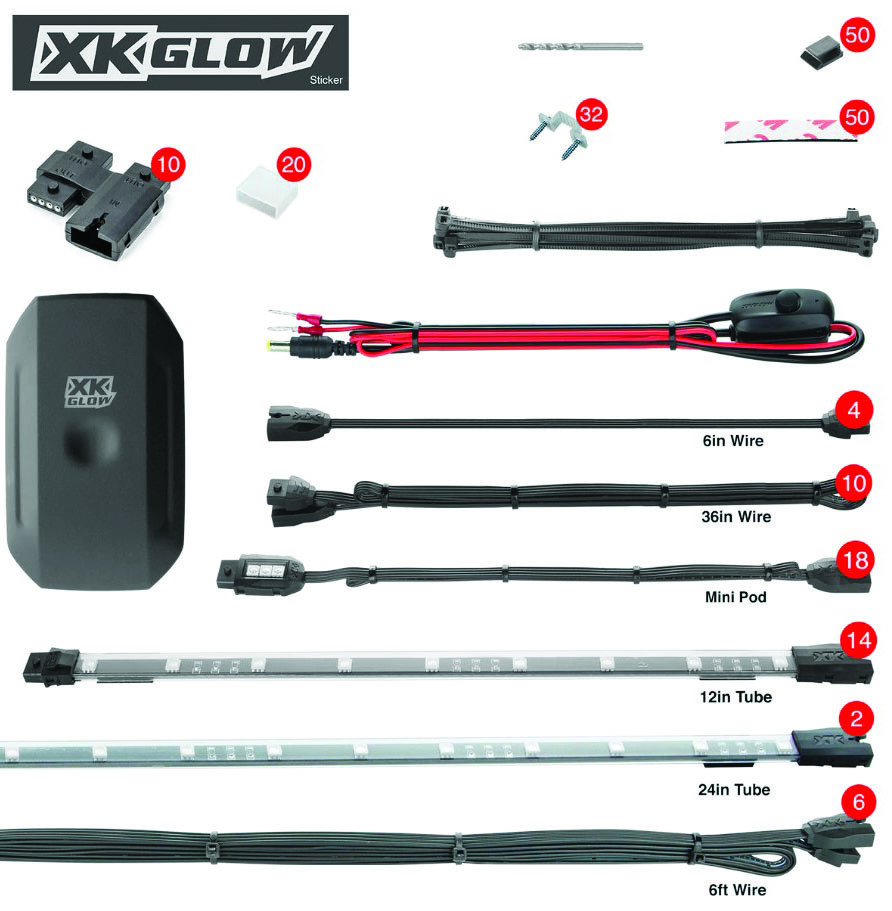 XK GLOW 34PC XKCHROME RGB UTV KIT