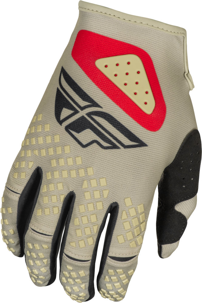 Fly Racing Kinetic Sym Gloves — Light Grey/Red/Black