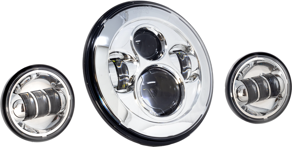 LETRIC LIGHTING CO 7" LED HDLGT W/ PASS LAMPS CHR INDIAN