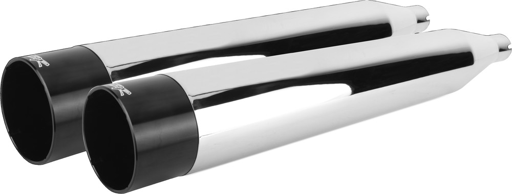TBR COMP-S SLIP-ON M8 FLH/FLT CHROME W/BLACK ENDCAP