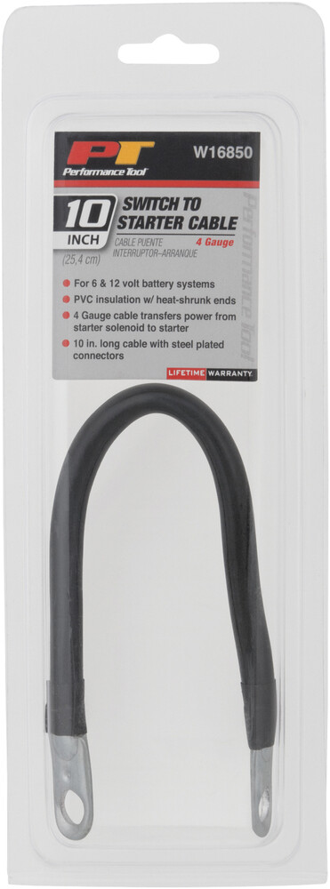 PERFORMANCE TOOL BATTERY CABLE 4 GAUGE 10"