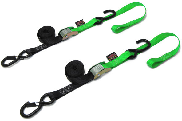 POWERTYE TIE-DOWN CAM SEC HOOK SOFT-TYE 1"X6' BLACK/GREEN PAIR