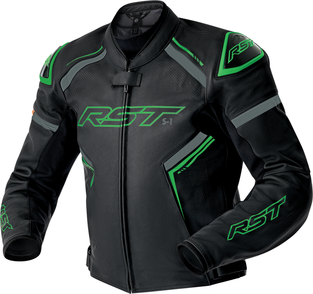 Rst S1 Air D3O Leather Jacket — Black/Grey/Fluorescent Green