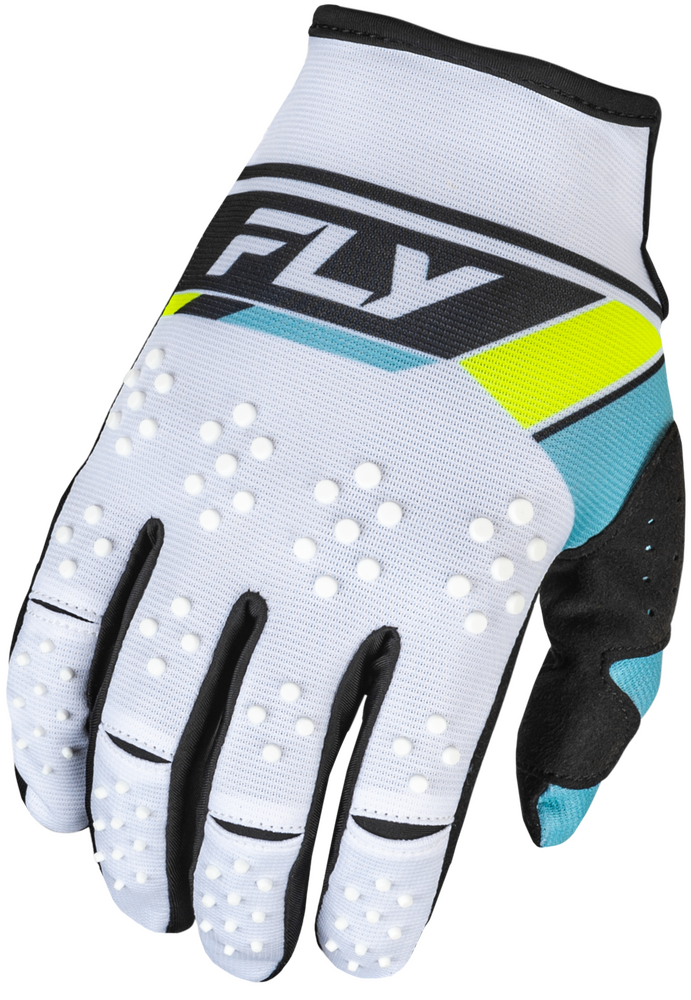 Fly Racing Kinetic Prix Gloves — White/Black/Hi-Vis